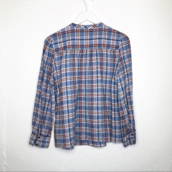Madewell Leysfield Popover Shirt in Plaid Blue Top - Picture 2 of 6